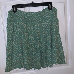 American Eagle Green Floral Mini Skirt, XL